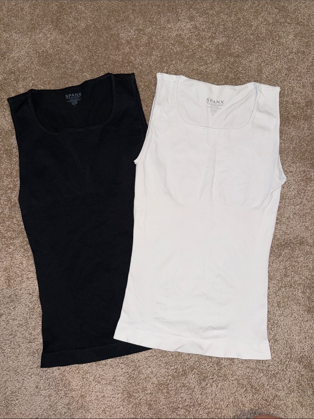 SPANX Black & White Scoop Neck Tank Duo Large